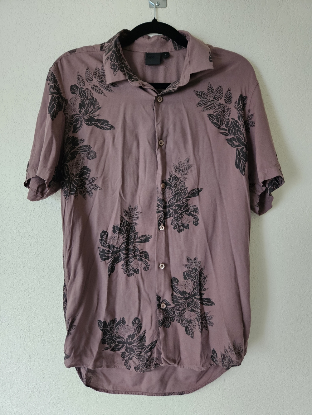Asos Mens Button-Up Shirt with Dark Floral Print